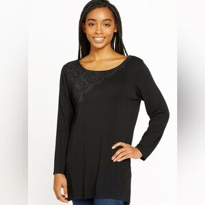 Lane Bryant  Womens Sweater Size 18/20 Knit Lace Top Tunic Black